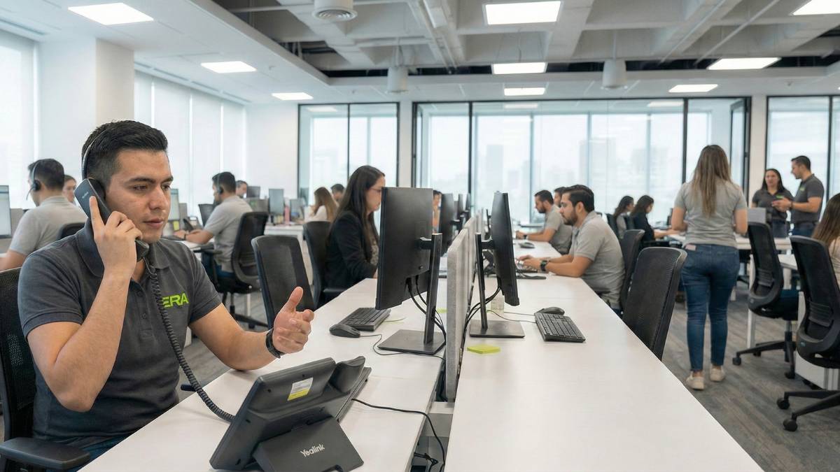 Representação de uma operação de alta escala com múltiplos atendentes conectados simultaneamente